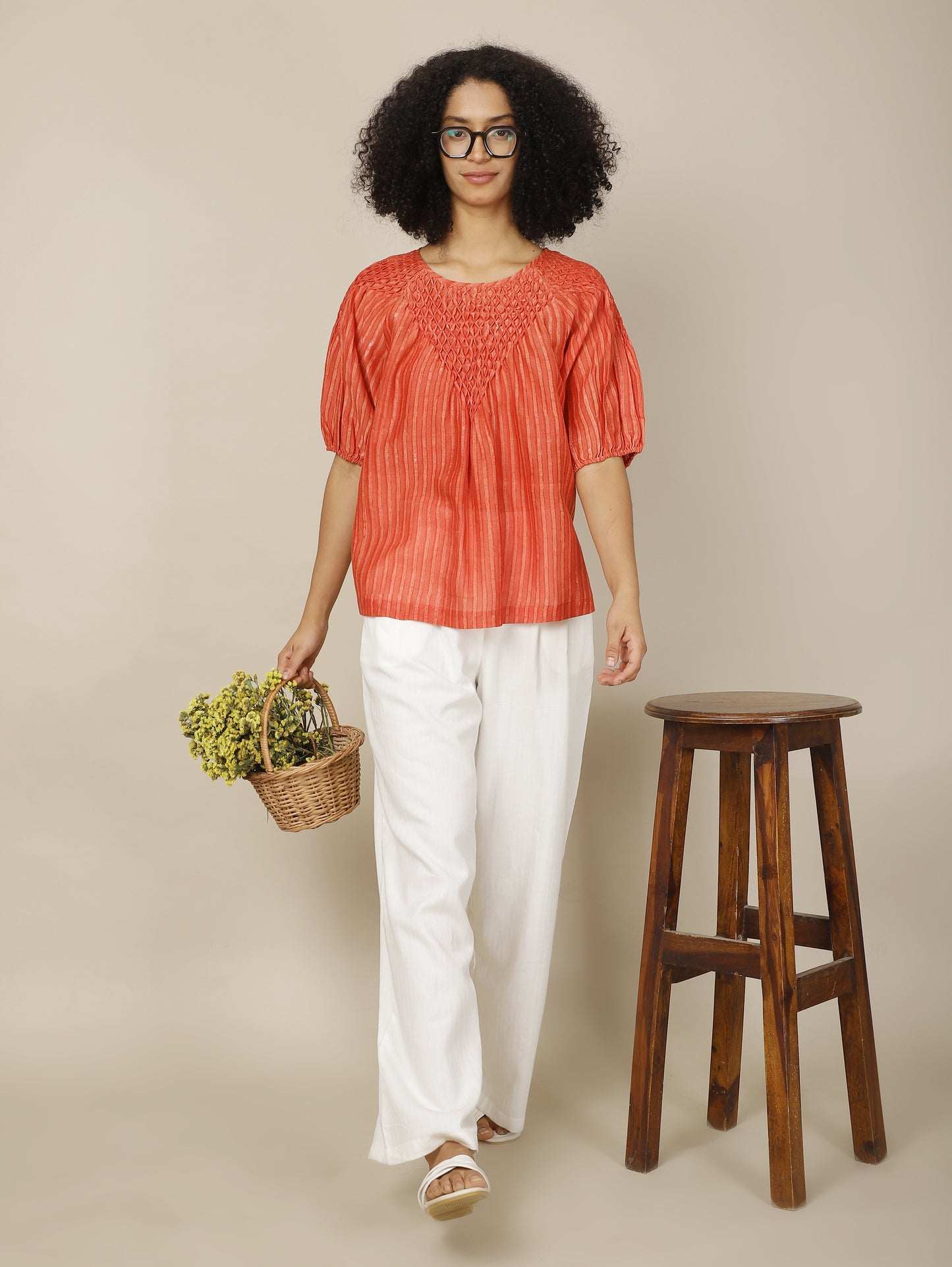 Scarlet Dabu Smocked Top