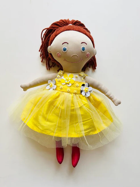 Marigold 3d flower Dress & doll Set