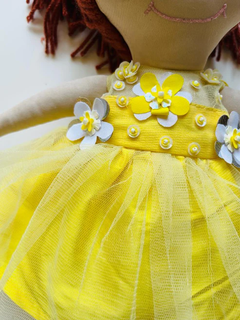 Marigold 3d flower Dress & doll Set
