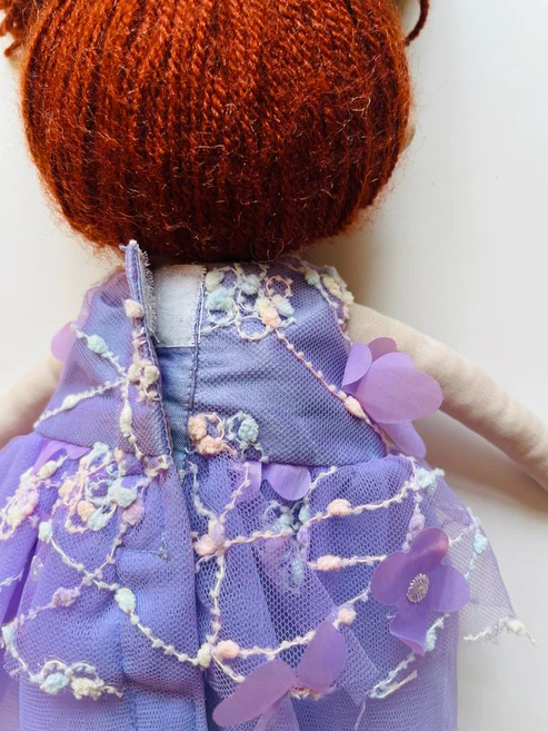 Lavender off shoulder gardenia dress & doll Set