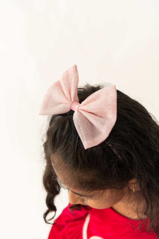 Pink Glitter bow headband