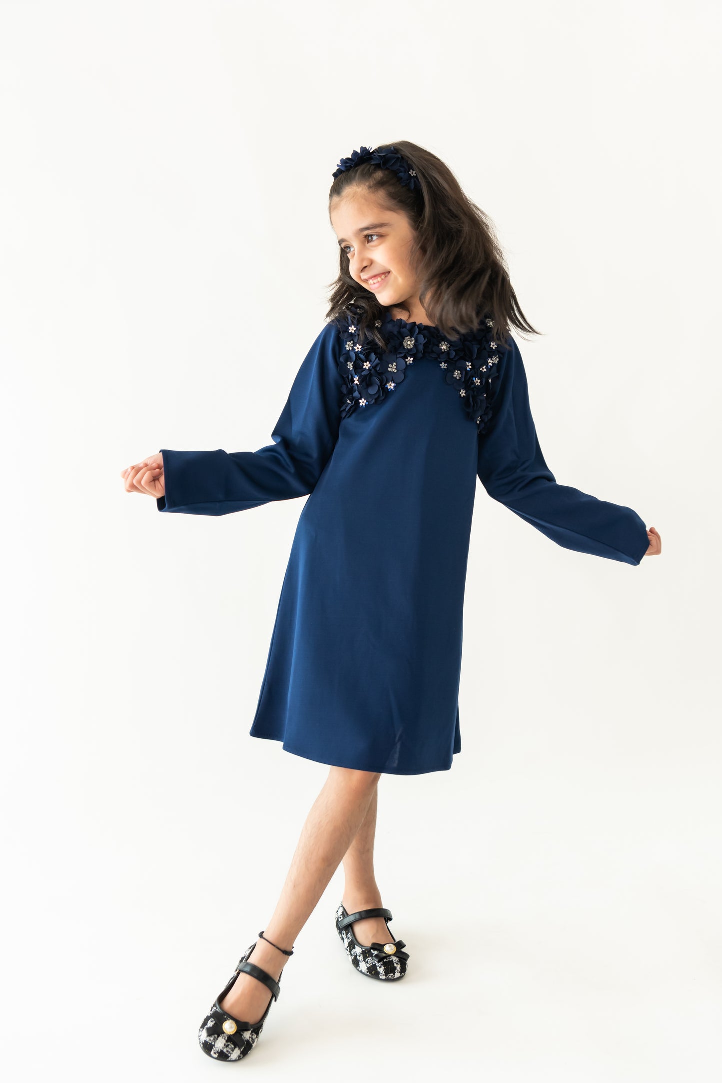 Navy Silver Pearl Dress