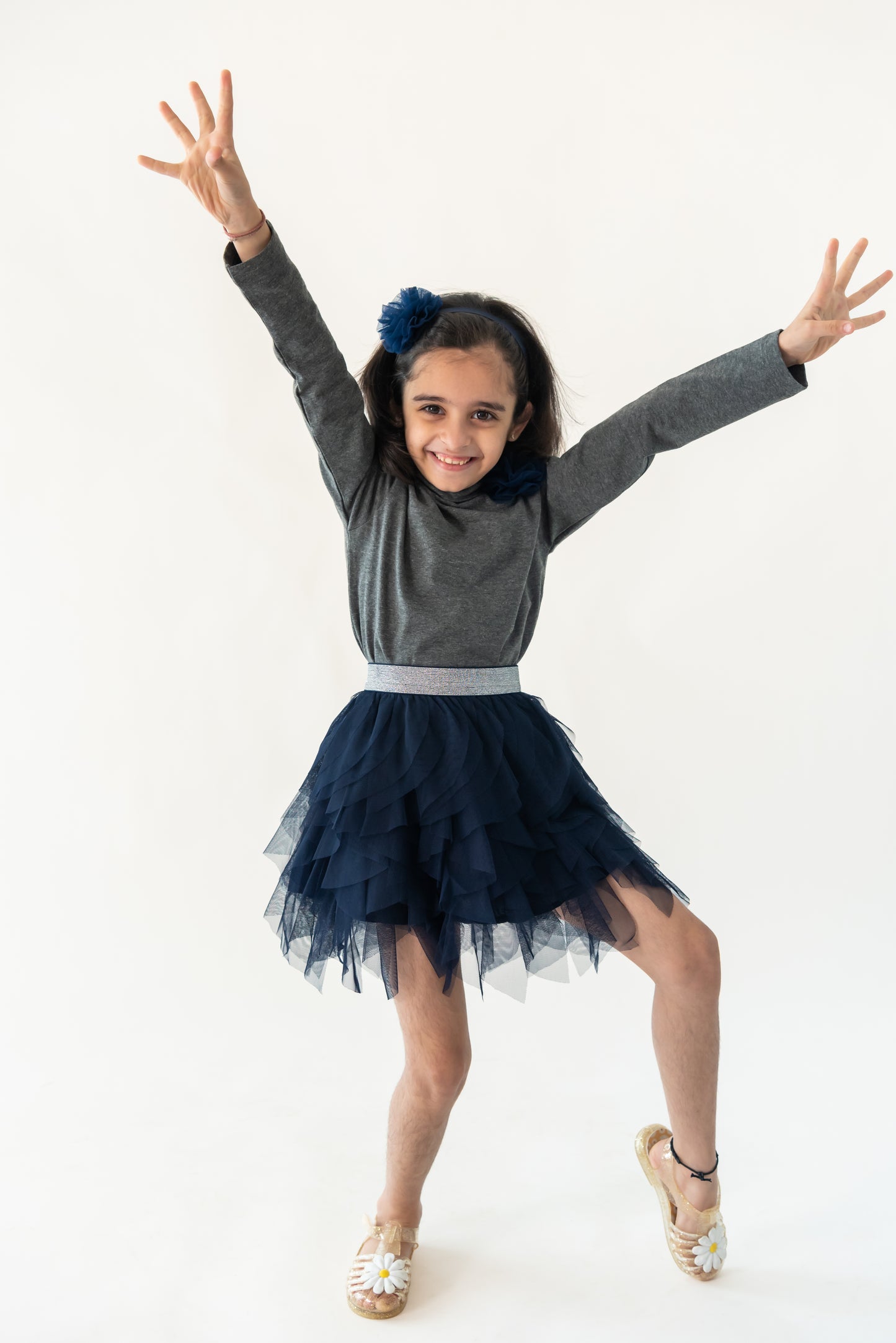 Navy waterfall skirt set