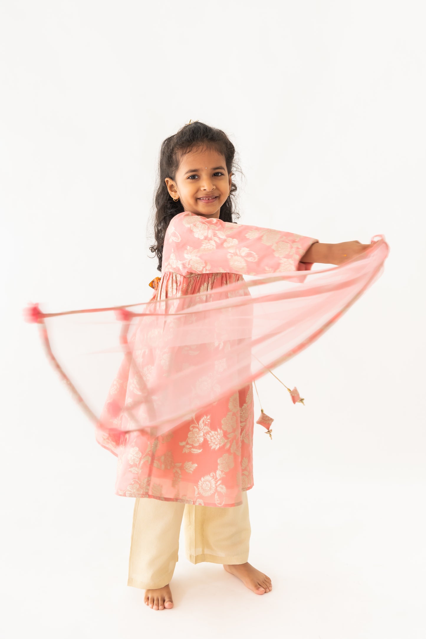 Peach Kala Kurta set