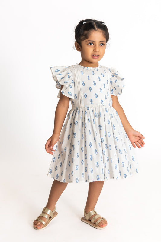 White Block Print Dress