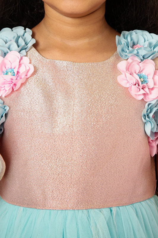 Blue Glitter Rose Dress