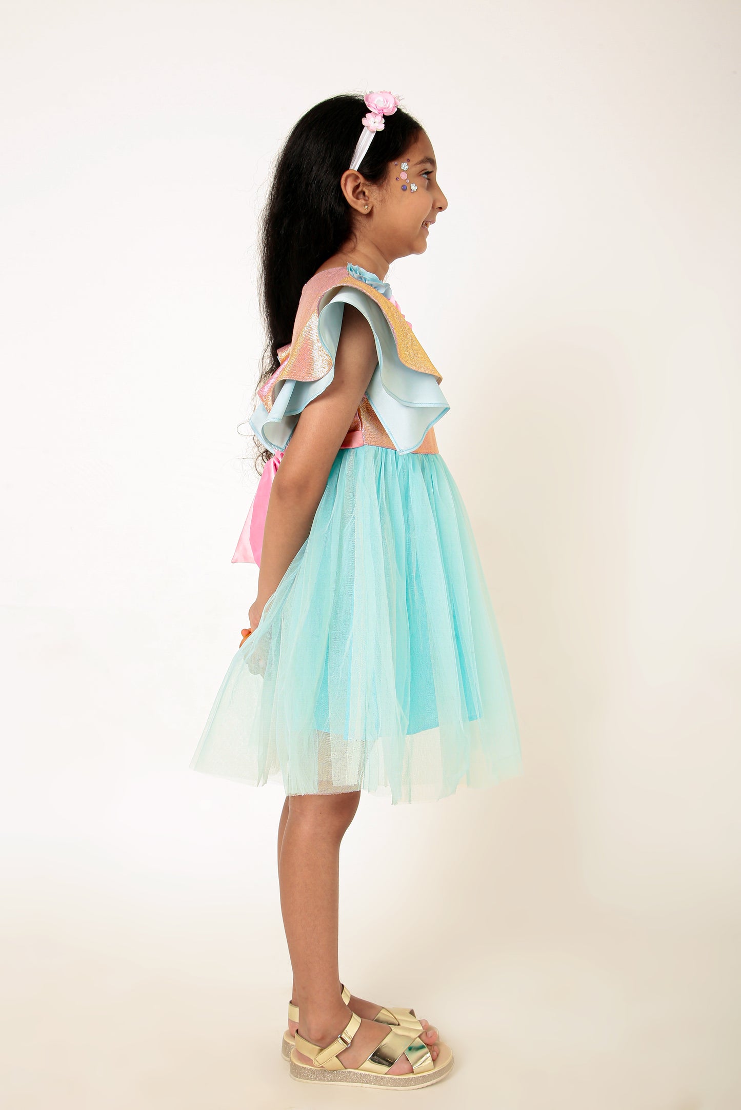 Blue Glitter Rose Dress