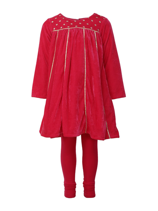 Velvet Gota Doriya Kurta Set