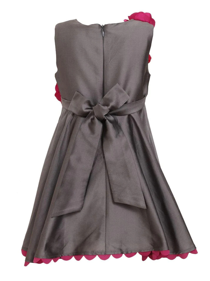 Grey Scallop Hem Dress Sleeveless