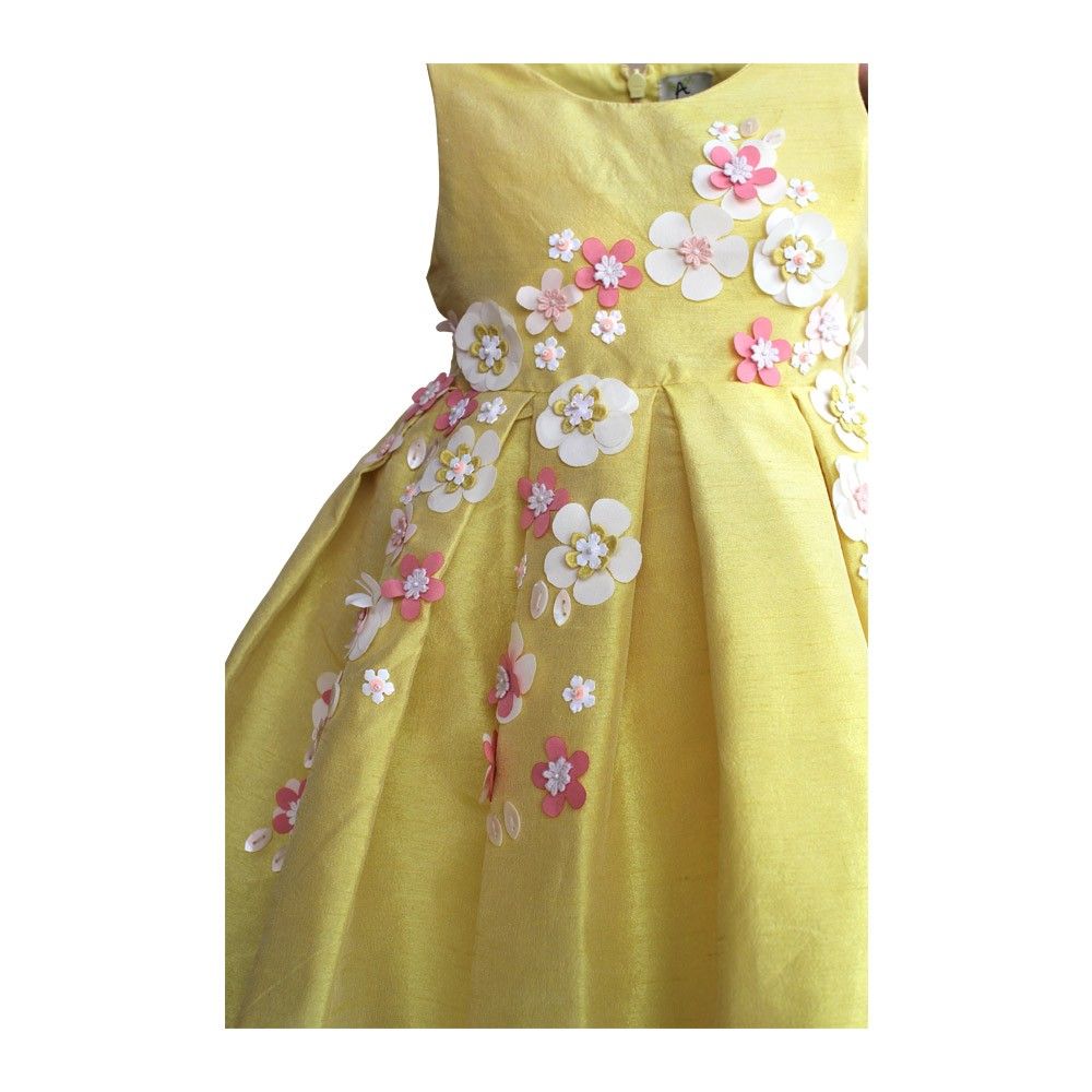 Yellow 3D Flower Dress
