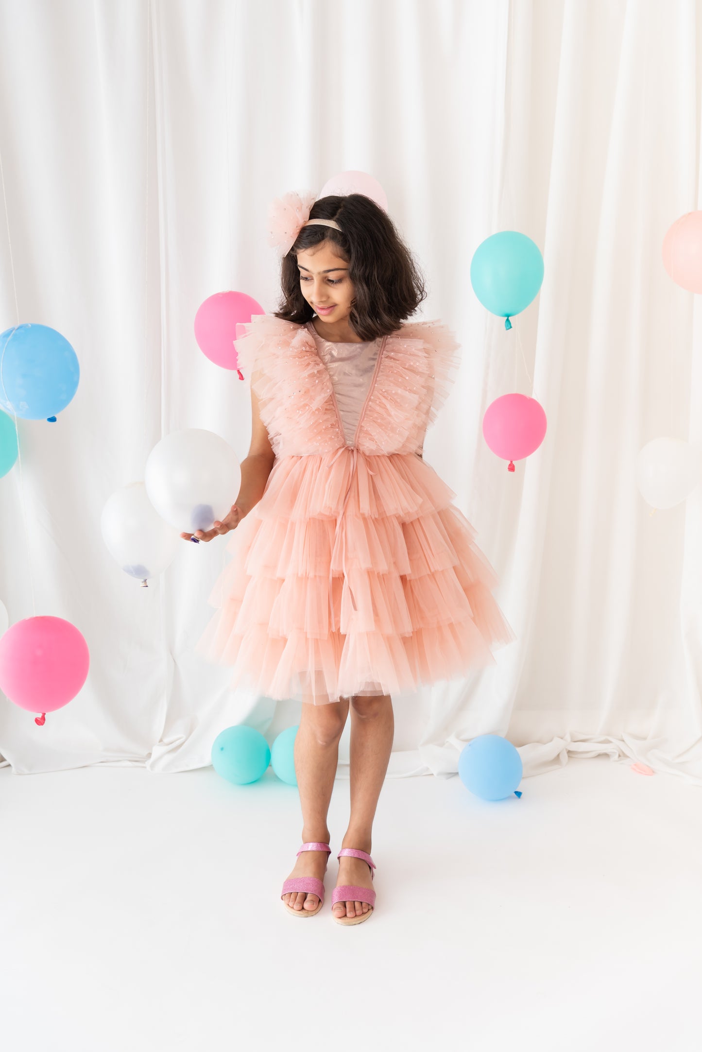 Peach Regalia Dress & doll Set