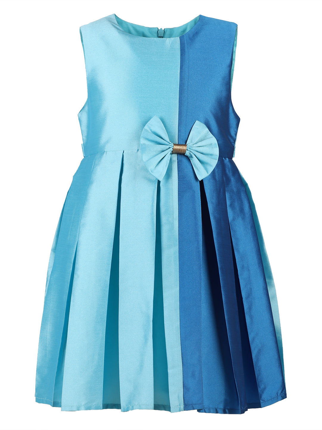 Blue Color Block Bow Dress