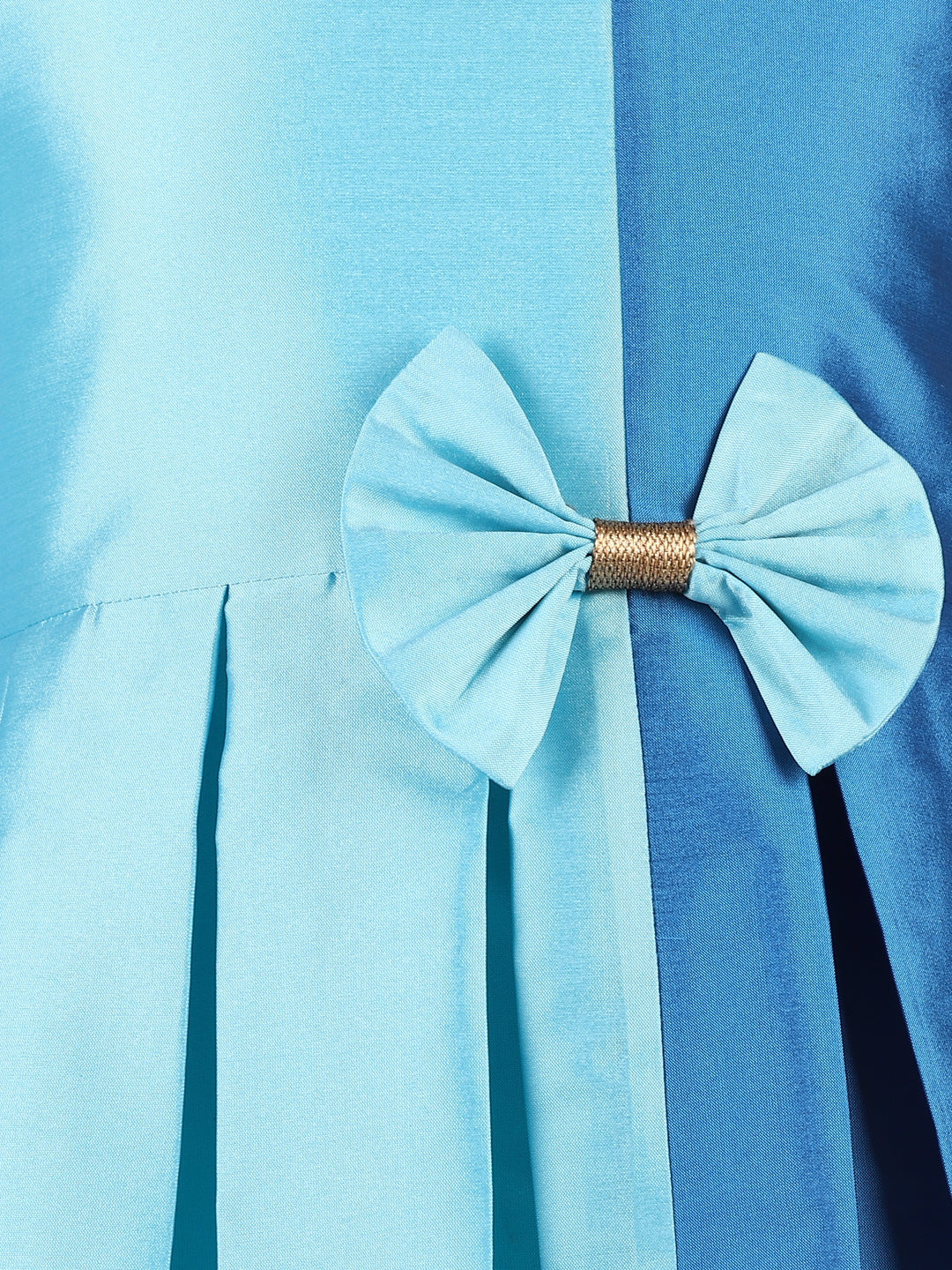 Blue Color Block Bow Dress