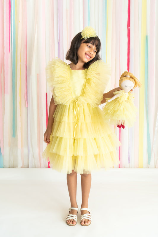 Yellow Regalia Dress & doll Set
