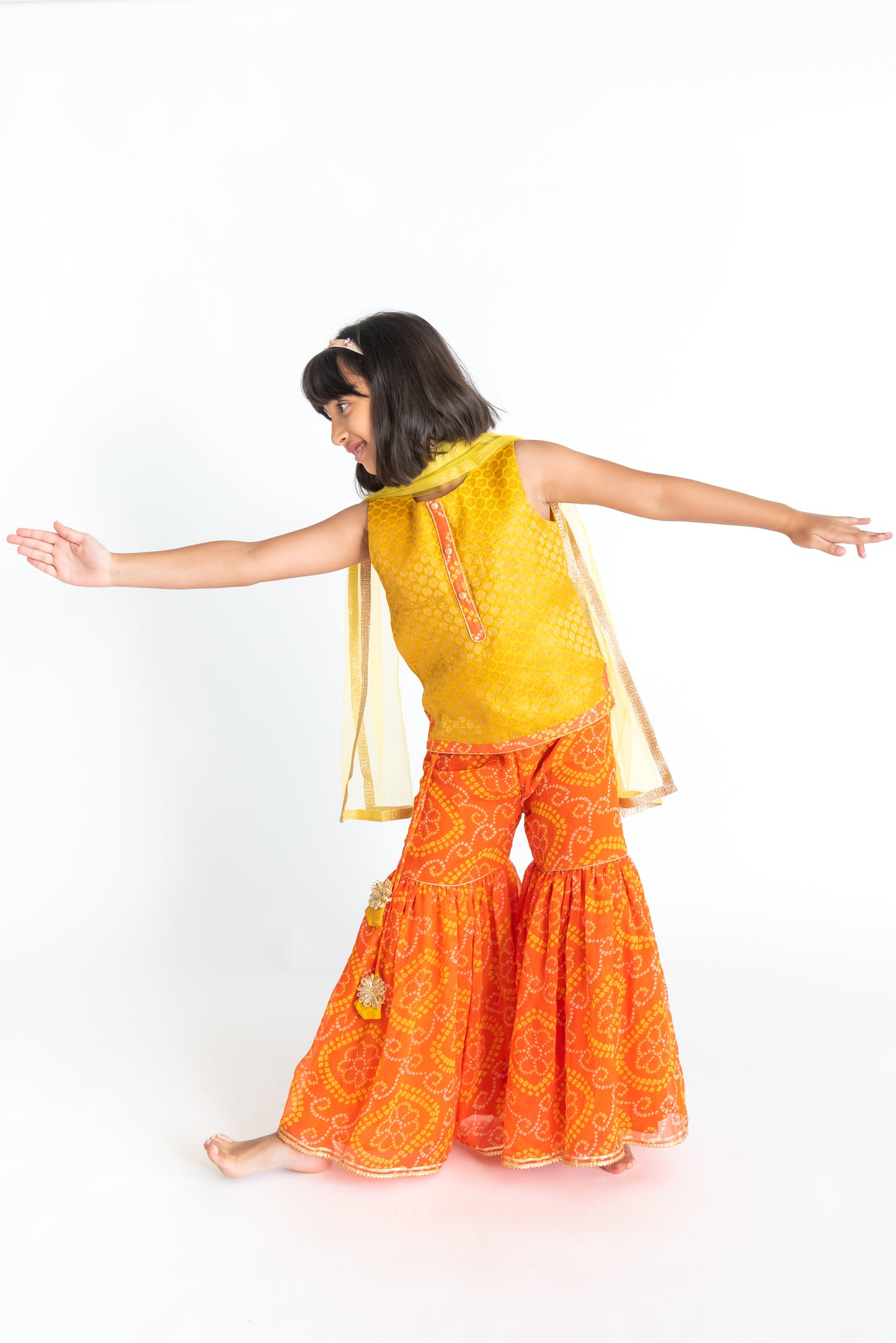 Orange Bandhni Sharara