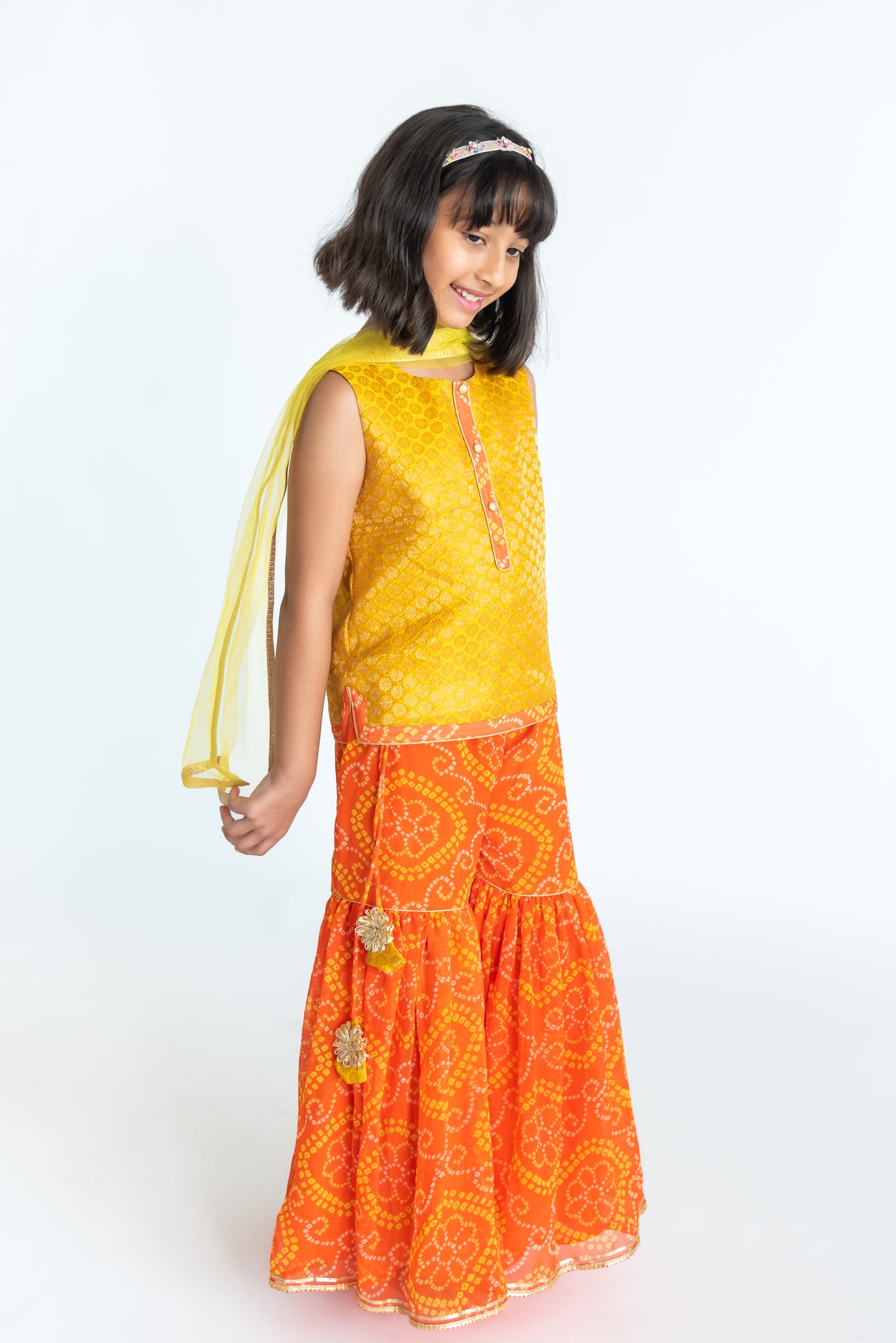 Orange Bandhni Sharara