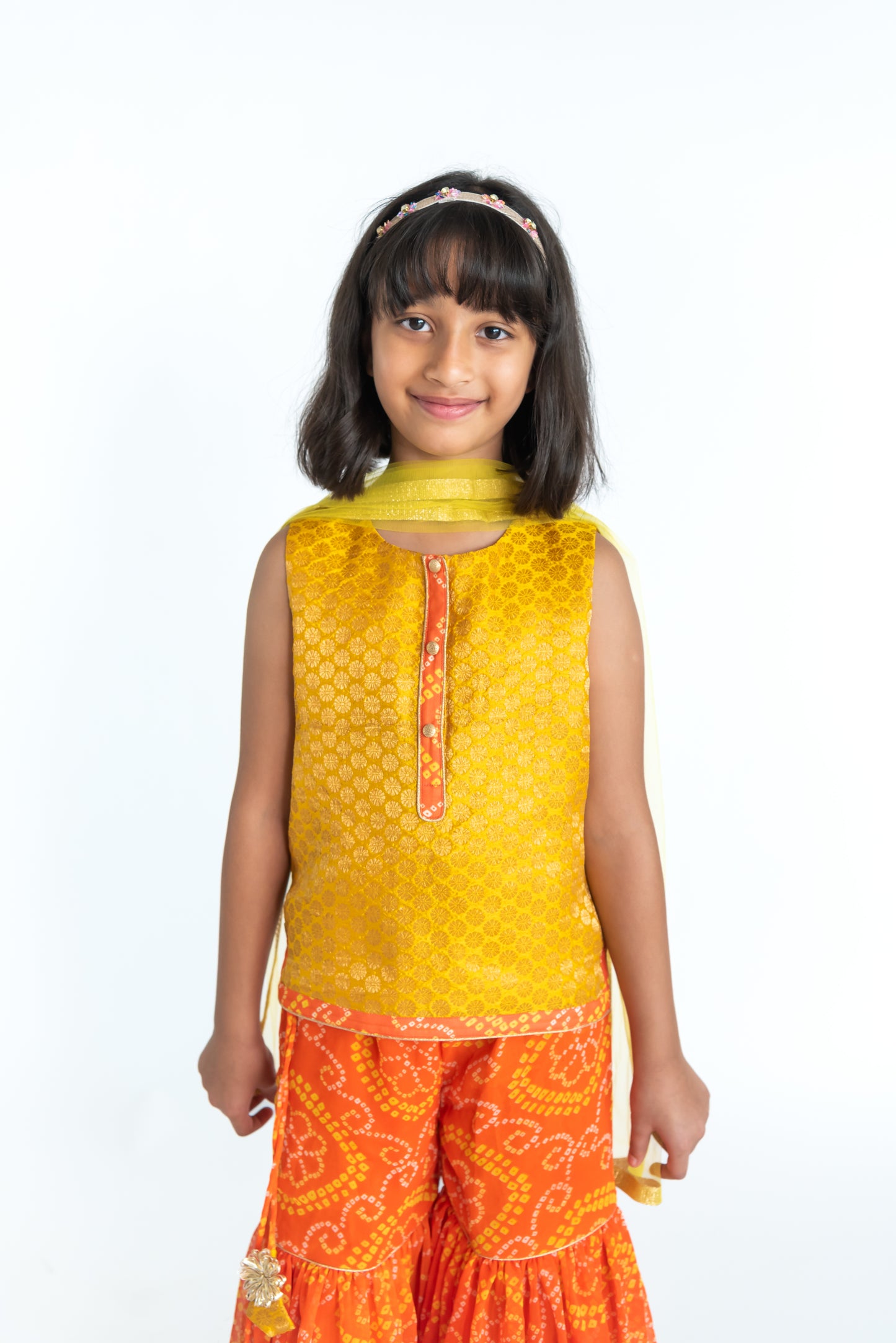Orange Bandhni Sharara