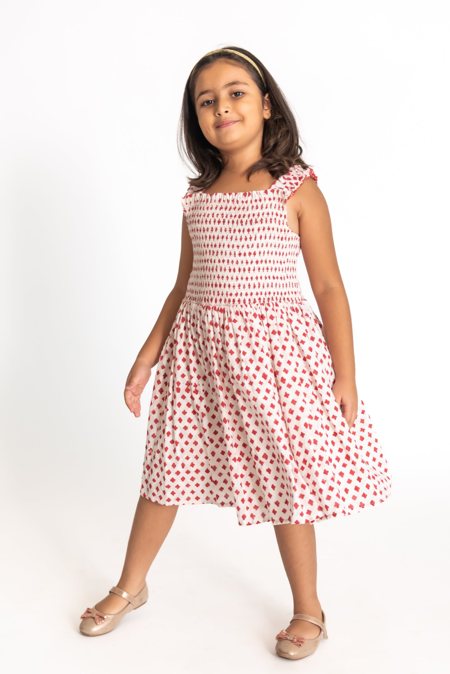 Red and White Smock Dress