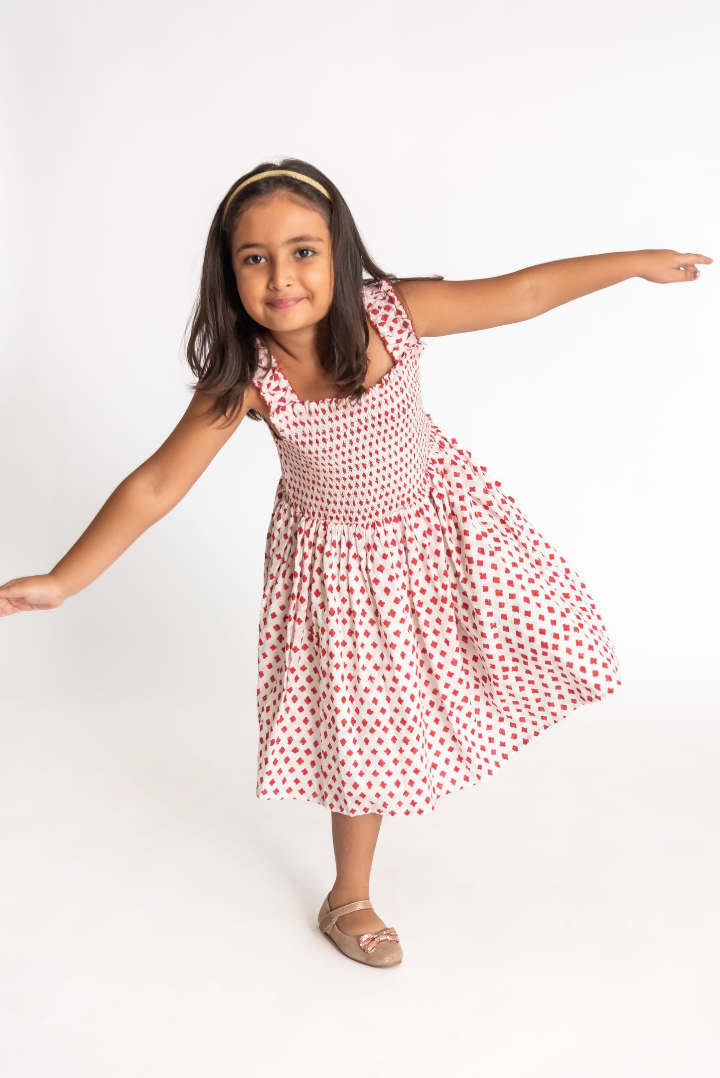 Red and White Smock Dress