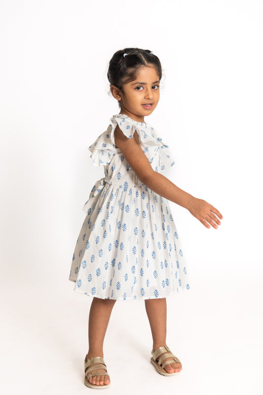 White Block Print Dress