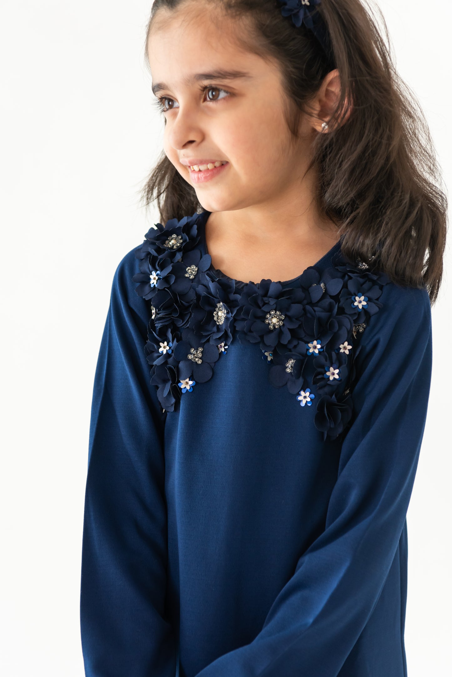 Navy Silver Pearl Dress