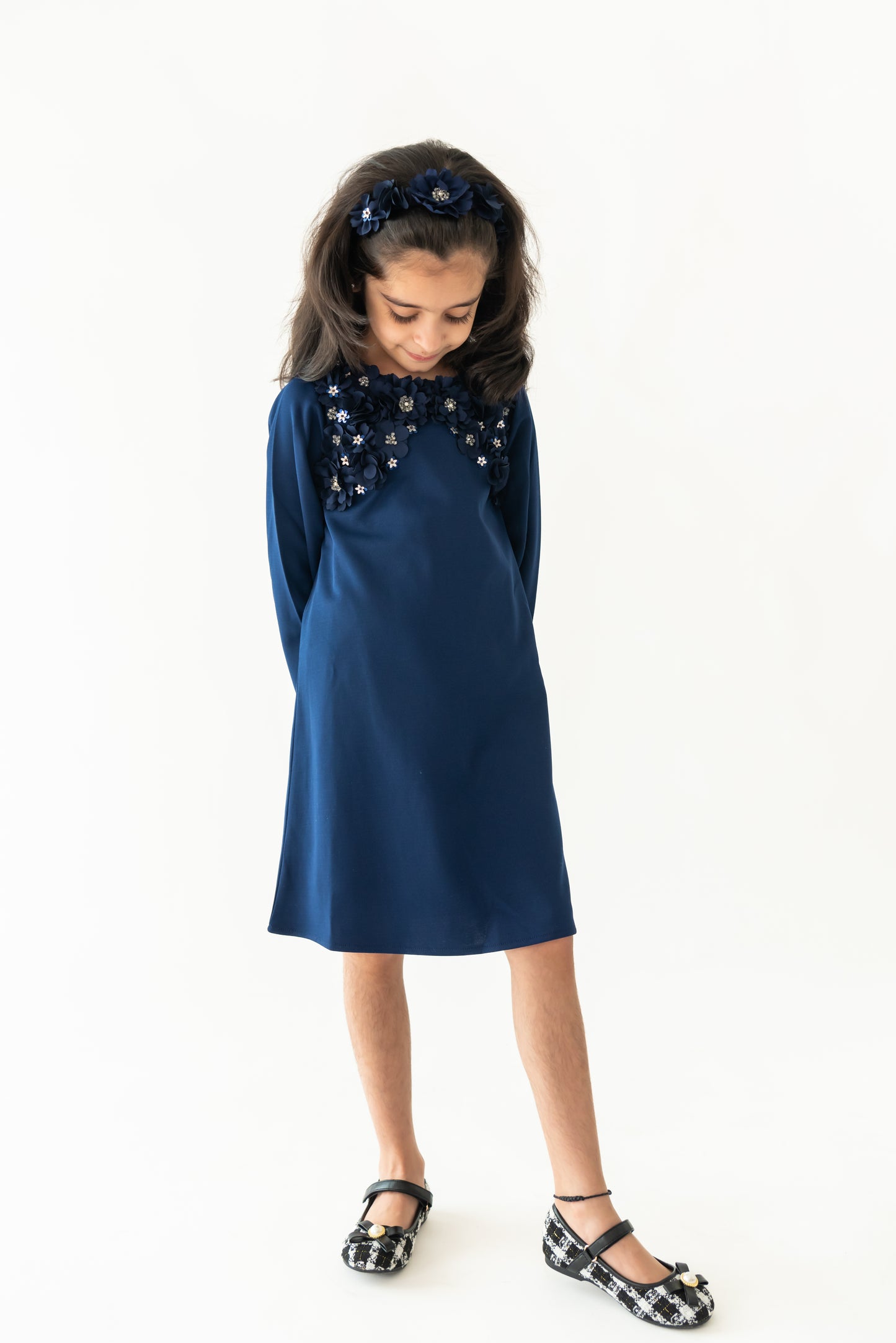 Navy Silver Pearl Dress
