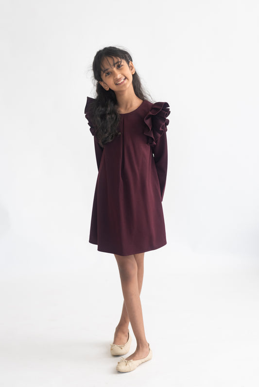 Prune Ruffle Wildflower Dress