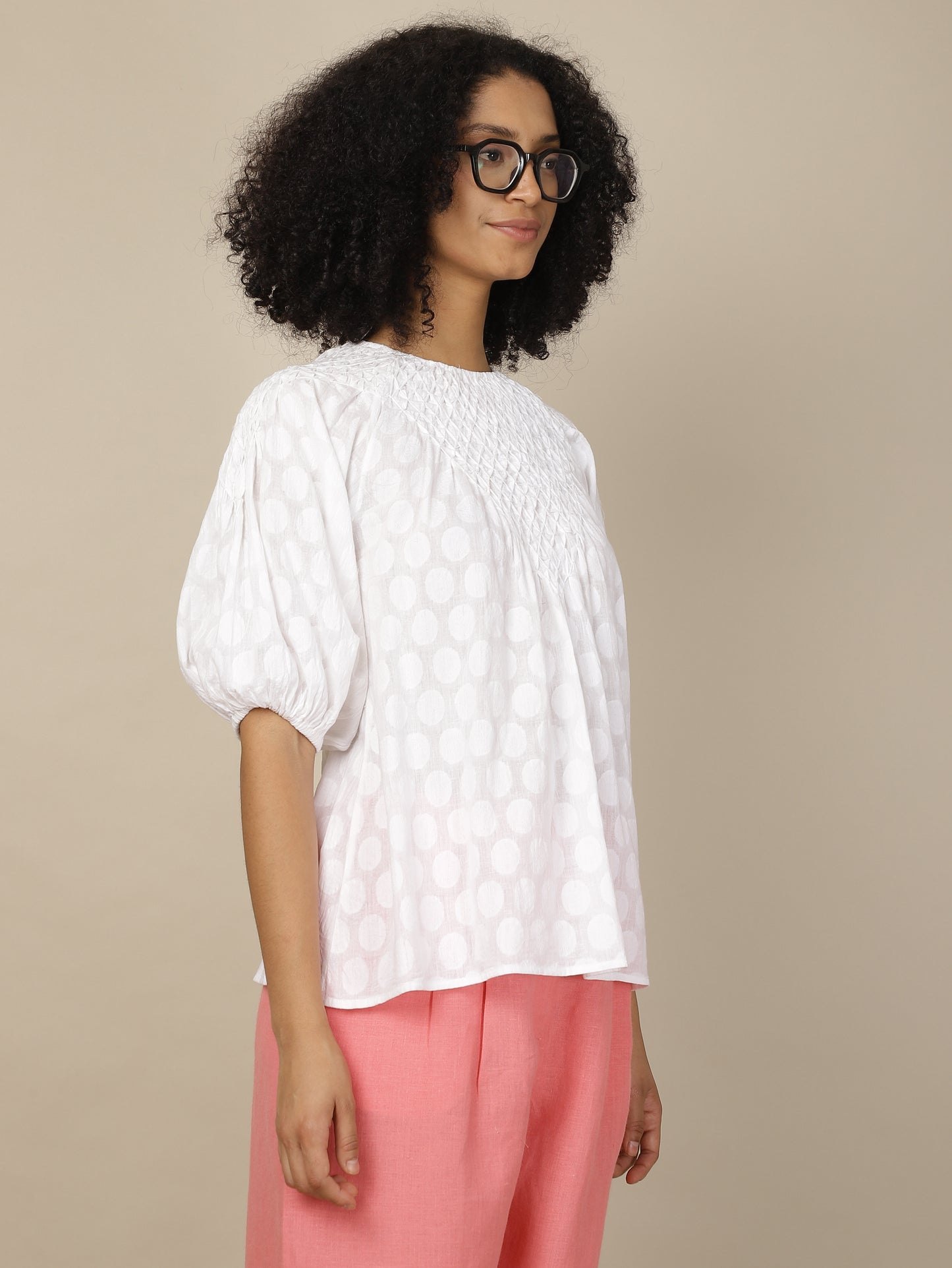 Pristine Ivory Smock Top