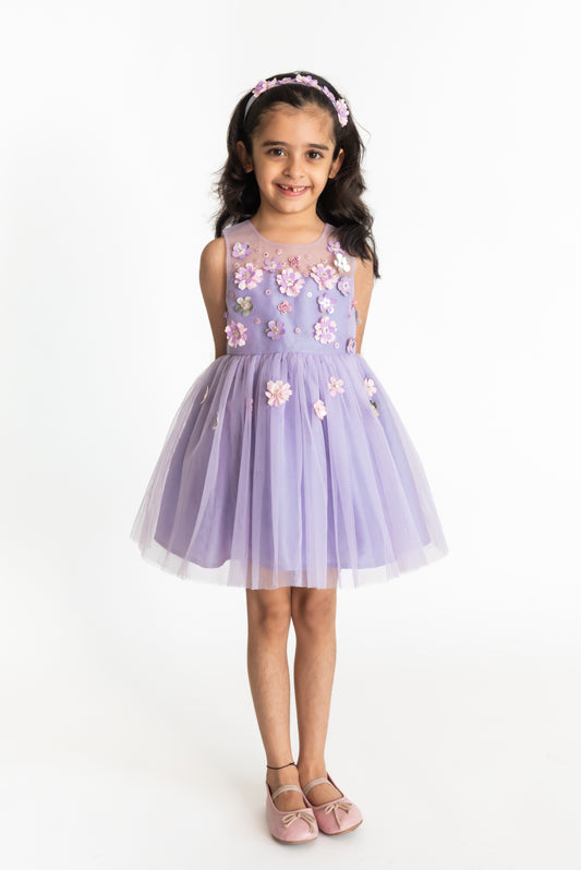 Lavender 3d flower dress