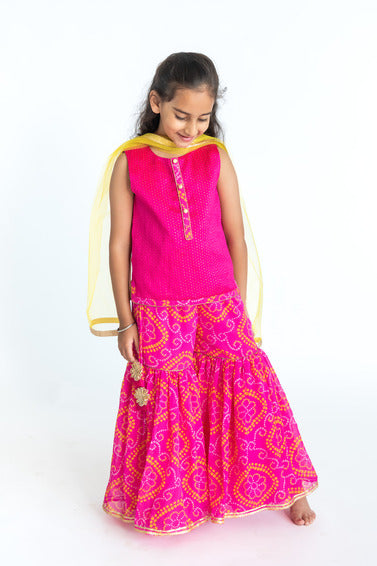 Pink Bandhni Sharara