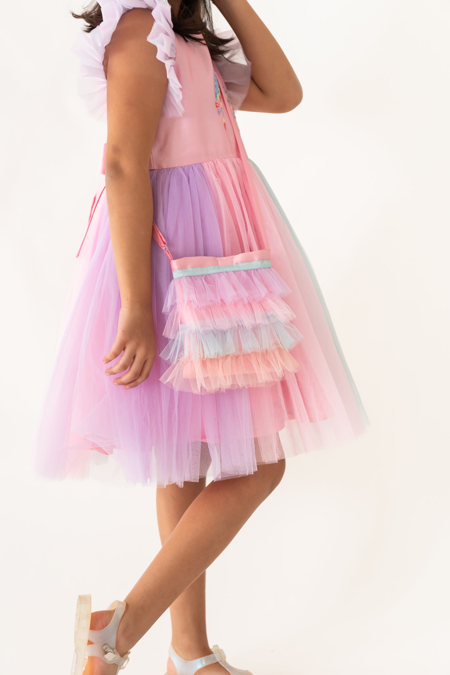 Rainbow hearts sling bag