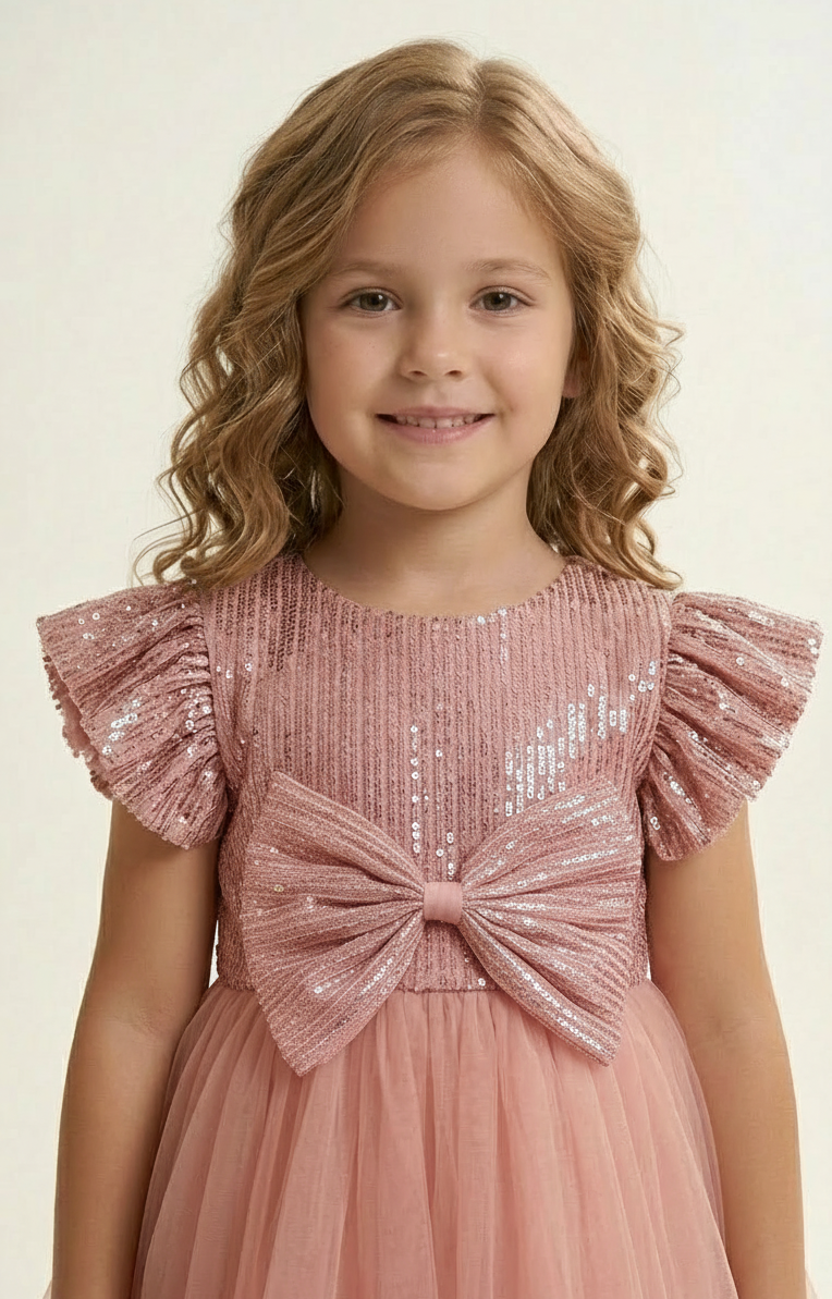 Twinkle Peach Bow Dress