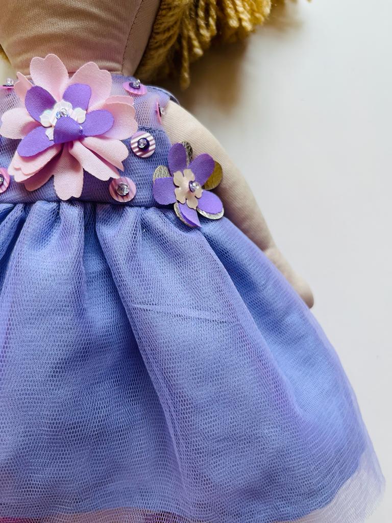 Lavender 3d flower dress & Doll Sets
