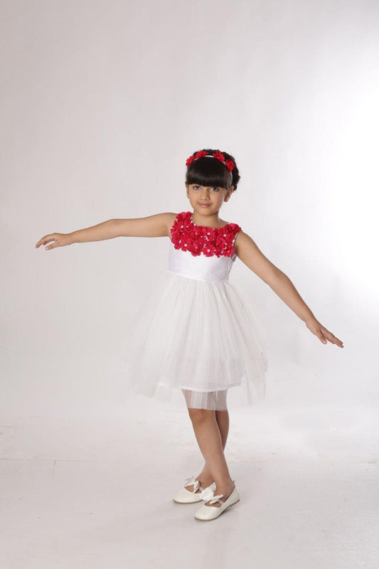 White Garland Rose Dress