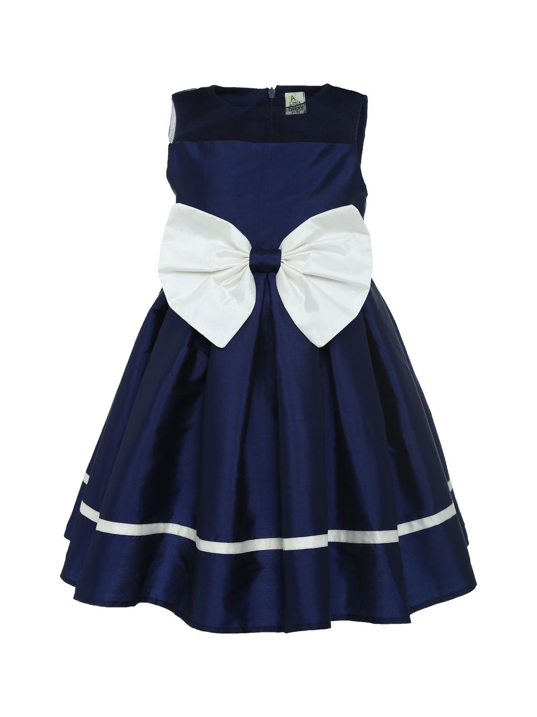 Navy Off White Bow Dress