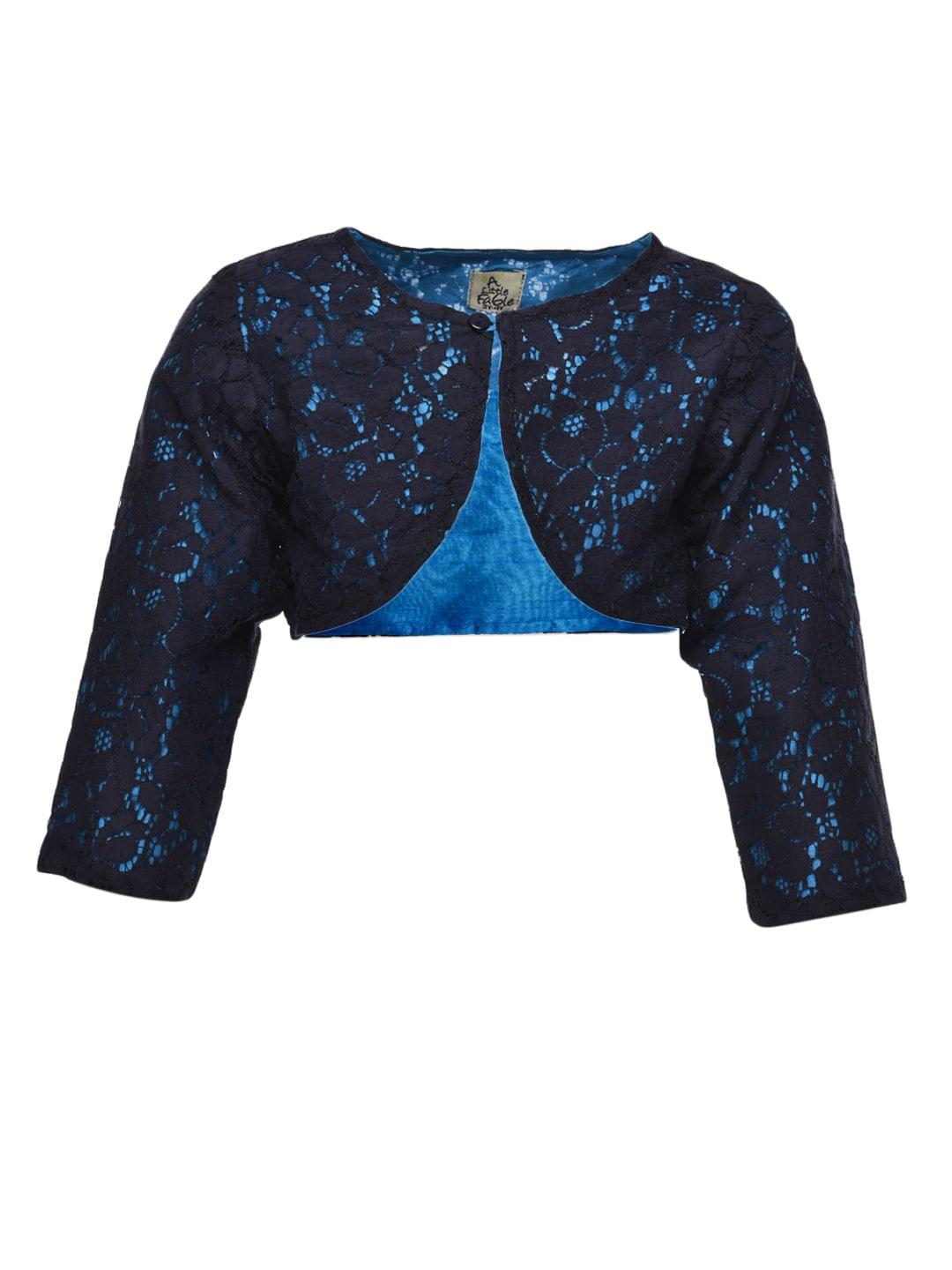 Peacock Navy Lace Shrug