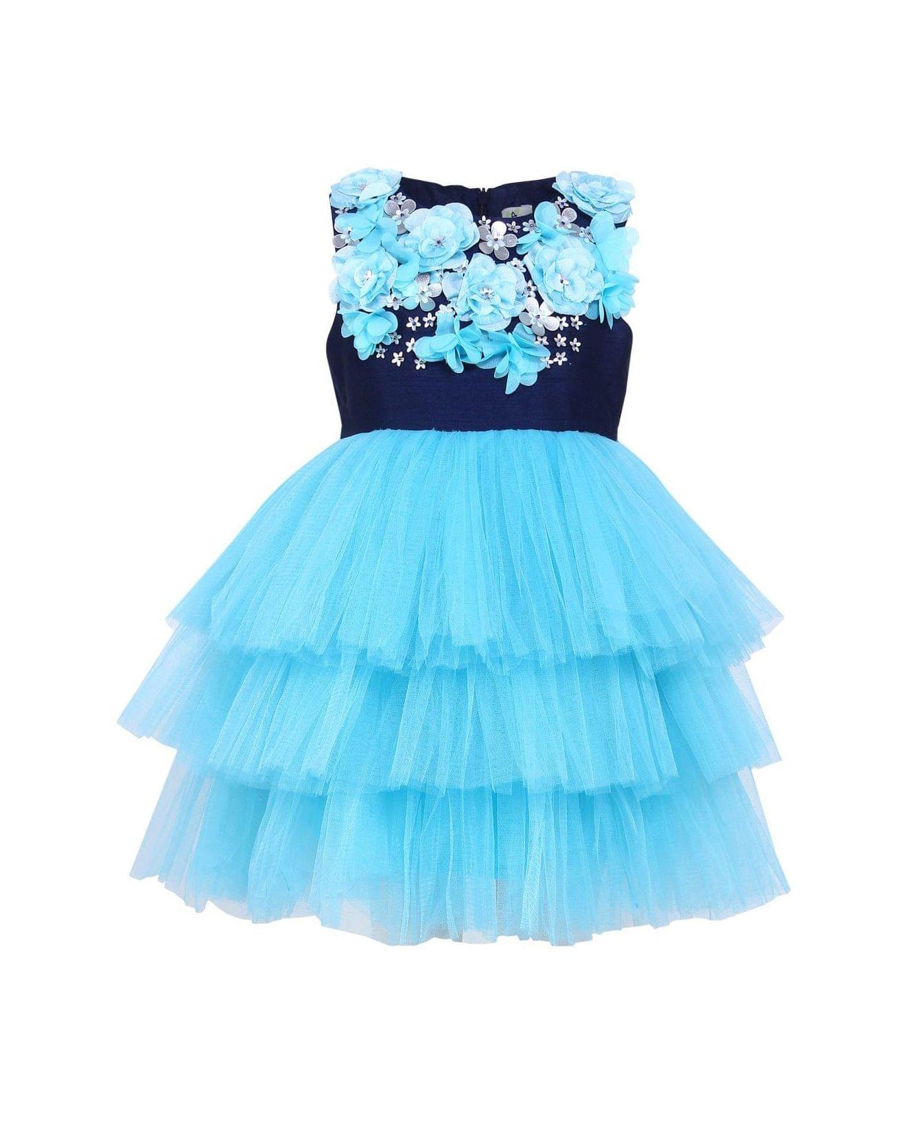 Navy Garland Rose Dress