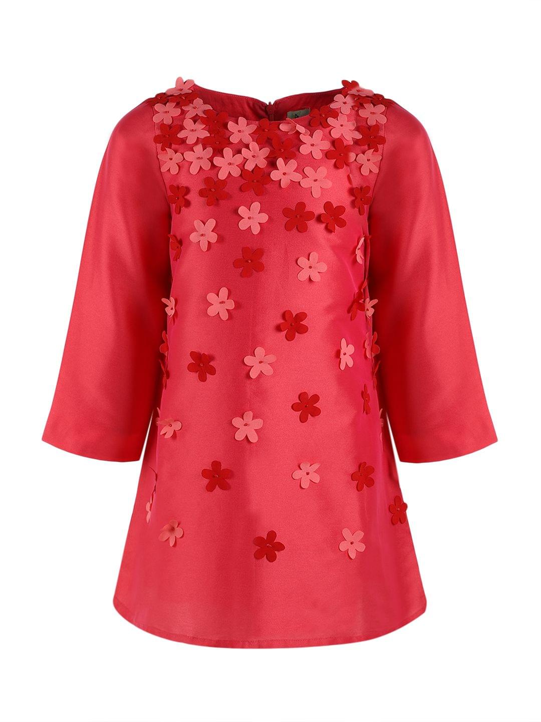 Coral Full Of Flower Dress