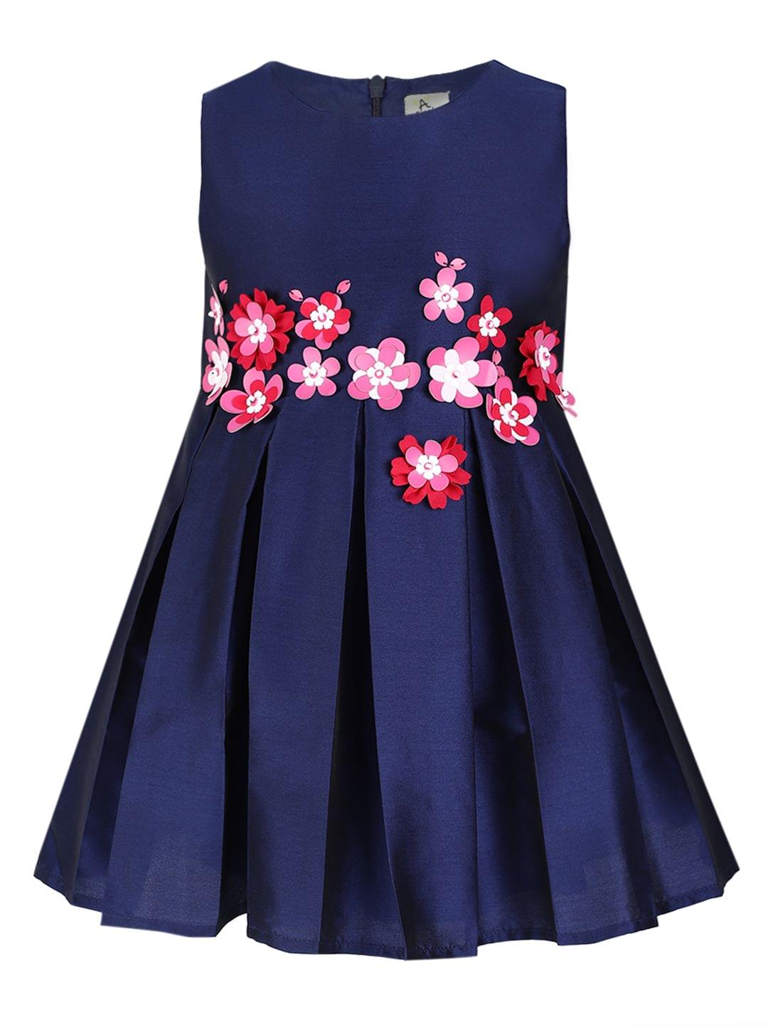 Navy Ruby 3D Flower Dress