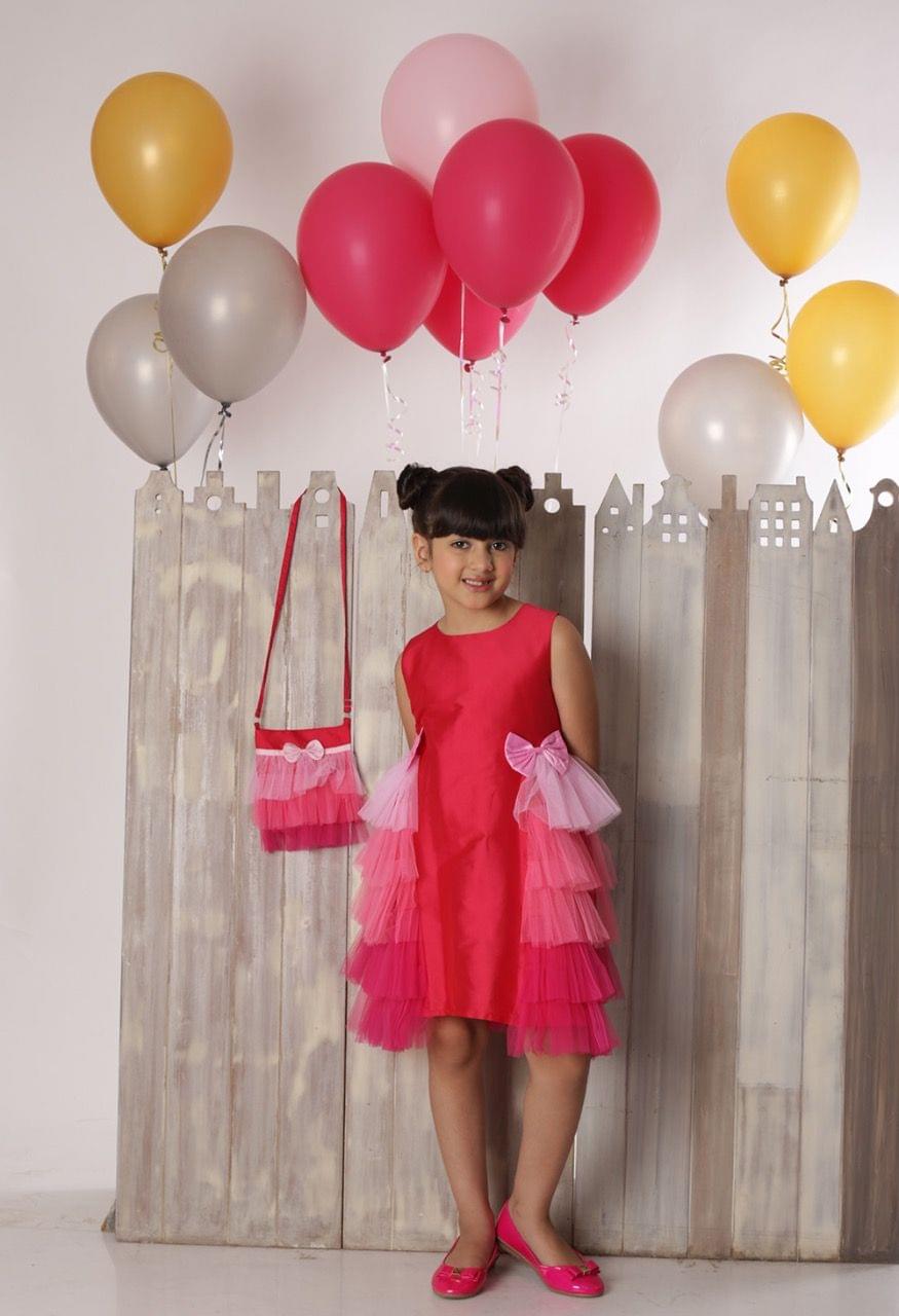 Shaded Deep Bloom Pink Dress