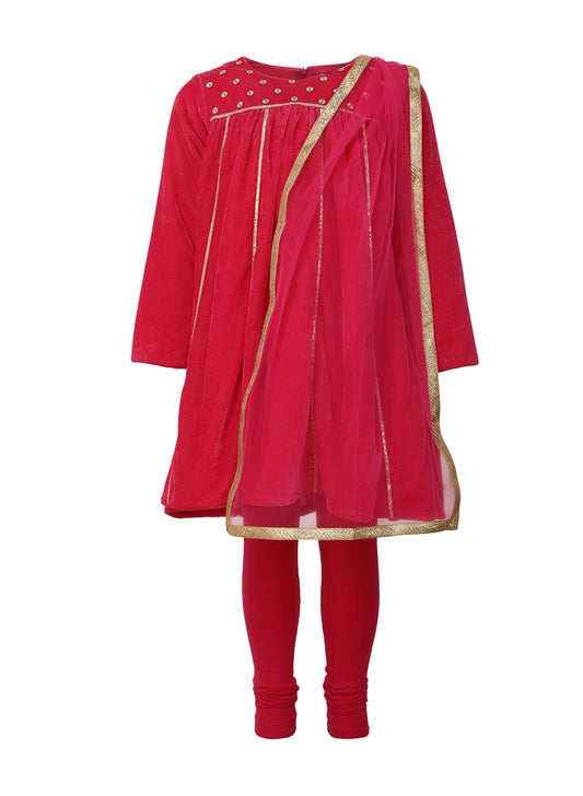 Velvet Gota Doriya Kurta Set