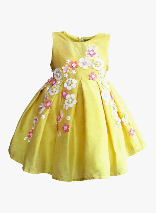 Yellow 3D Flower Dress