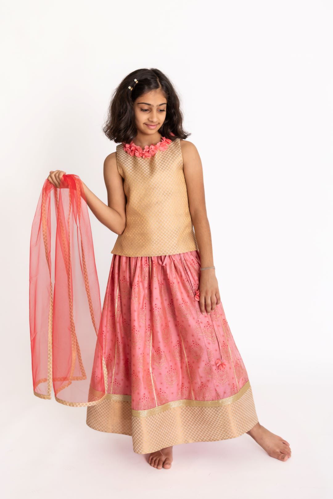 Pink Chanderi Lehnga