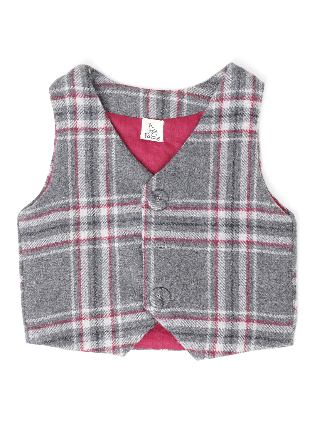 Grey Checks Twist Waist Coat