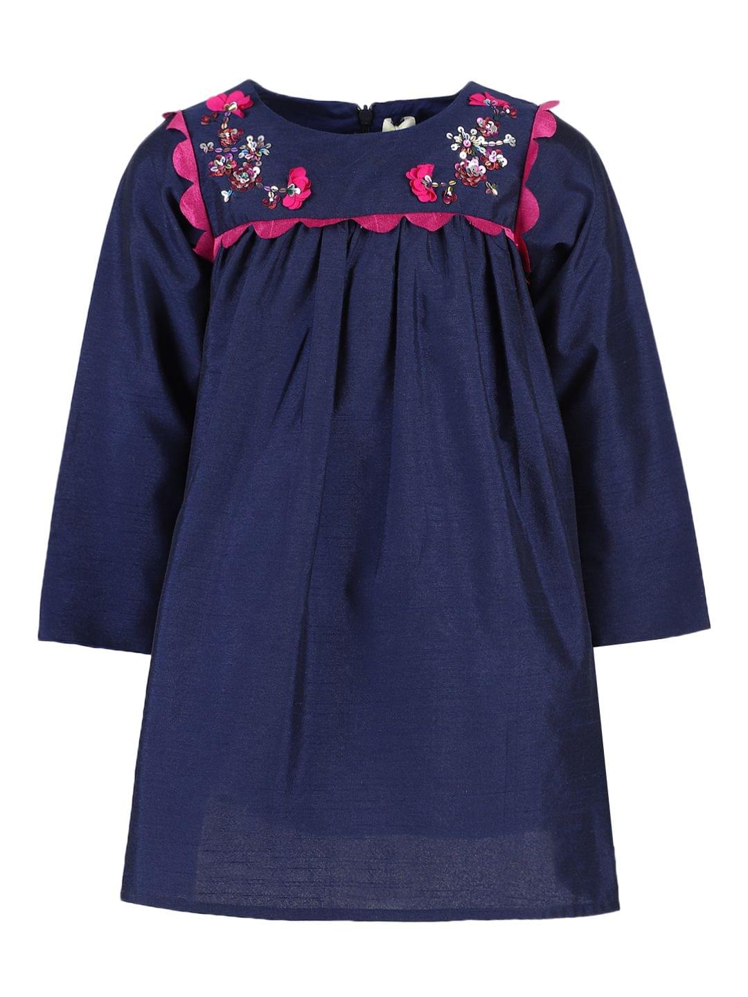 Navy Scallop Glitter Dress