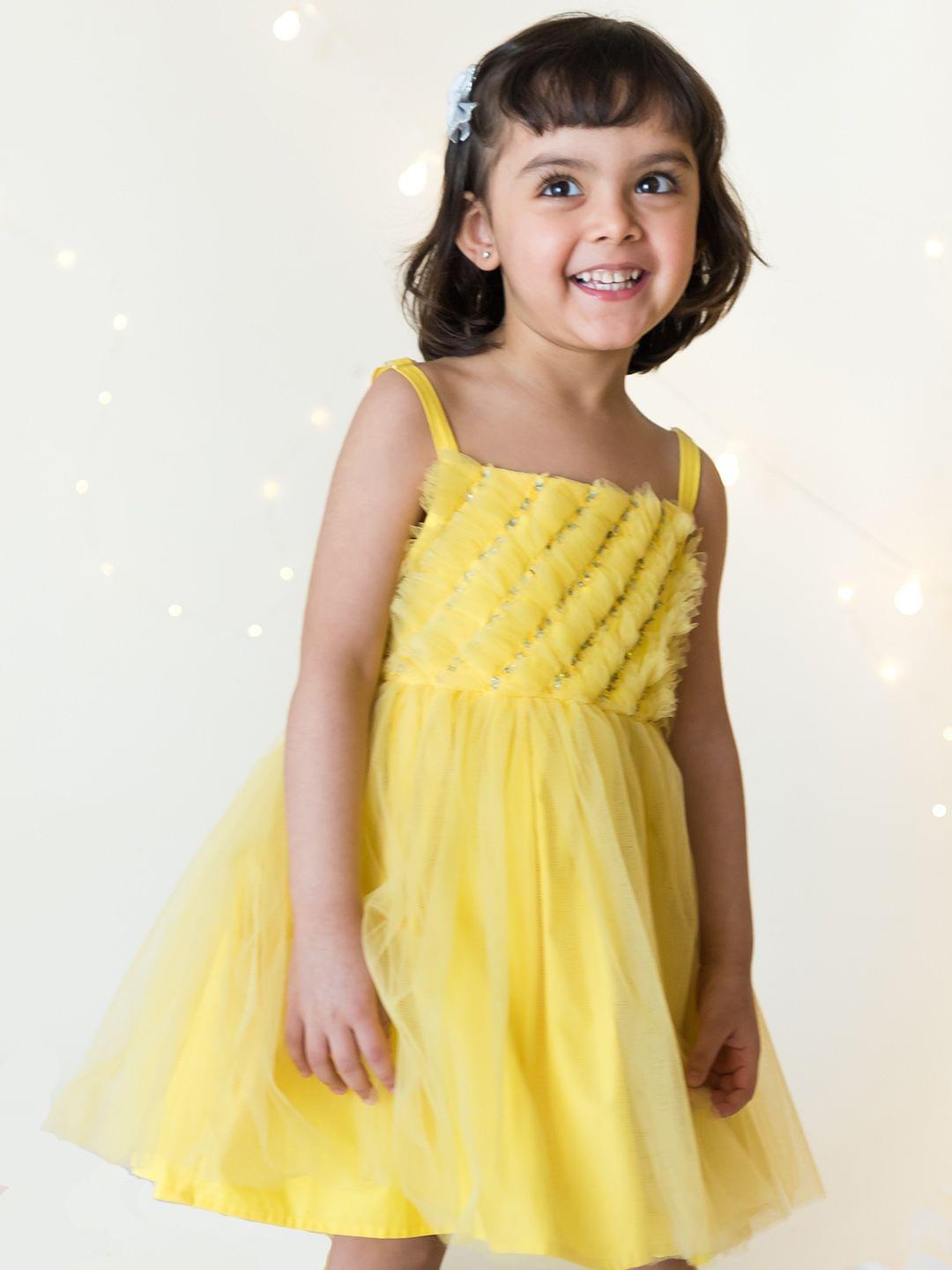 Yellow Tulip Ruffle Dress