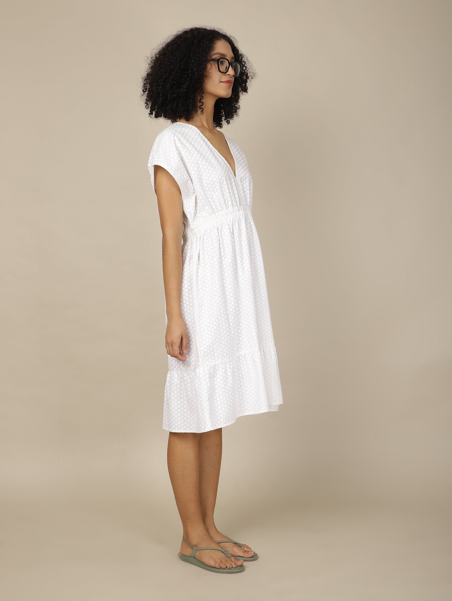 White Embroidered Cosmos Dress