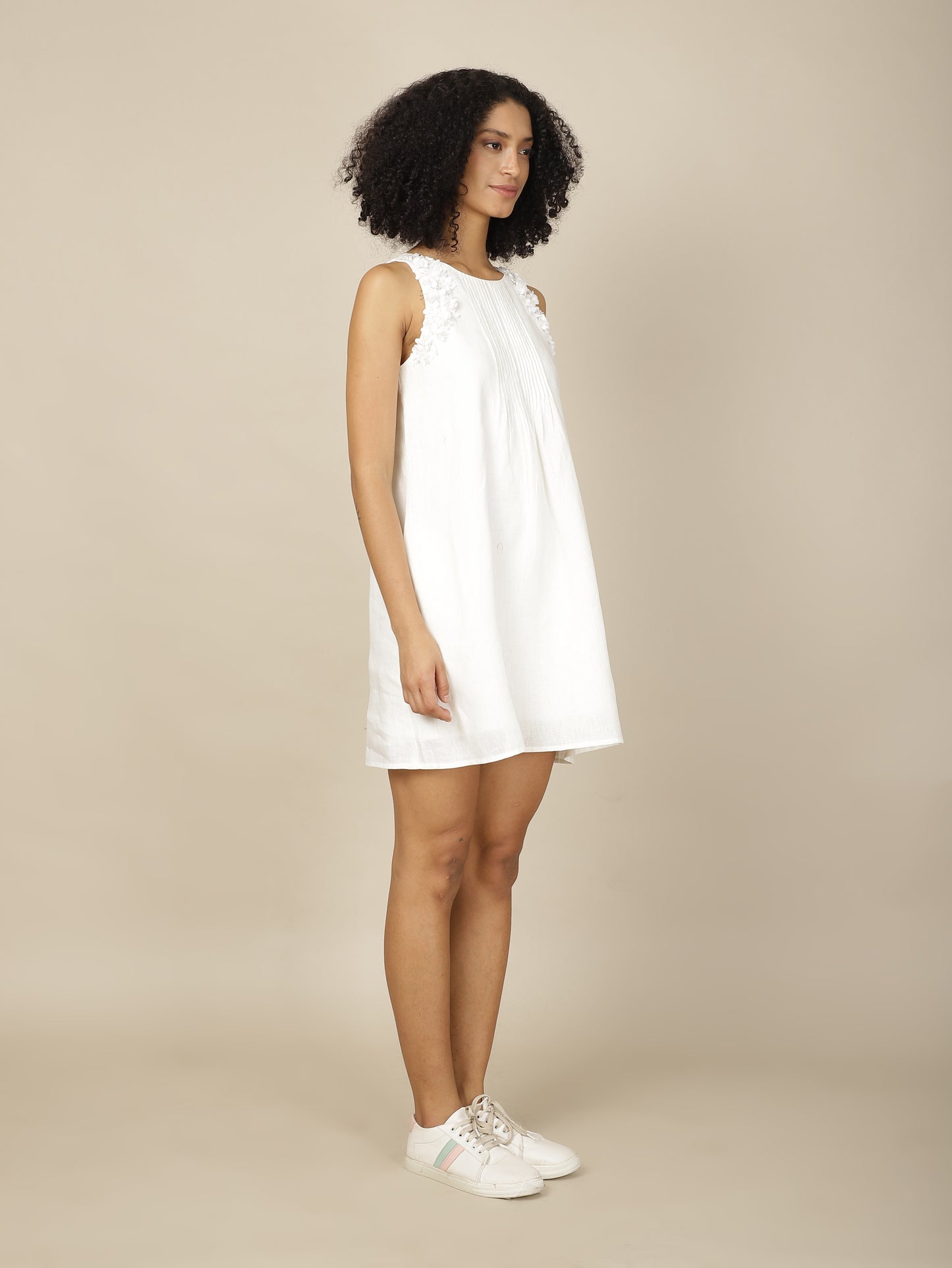 White wisteria linen dress