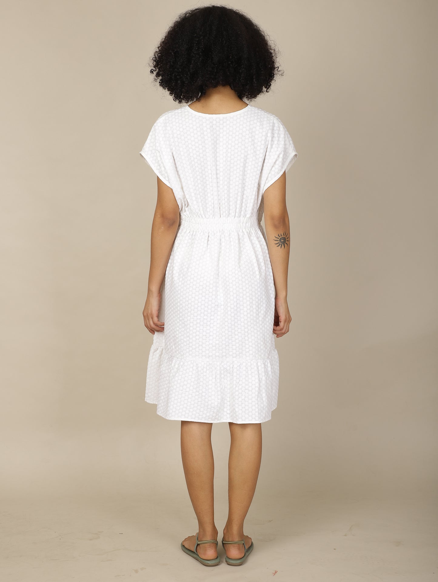 White Embroidered Cosmos Dress