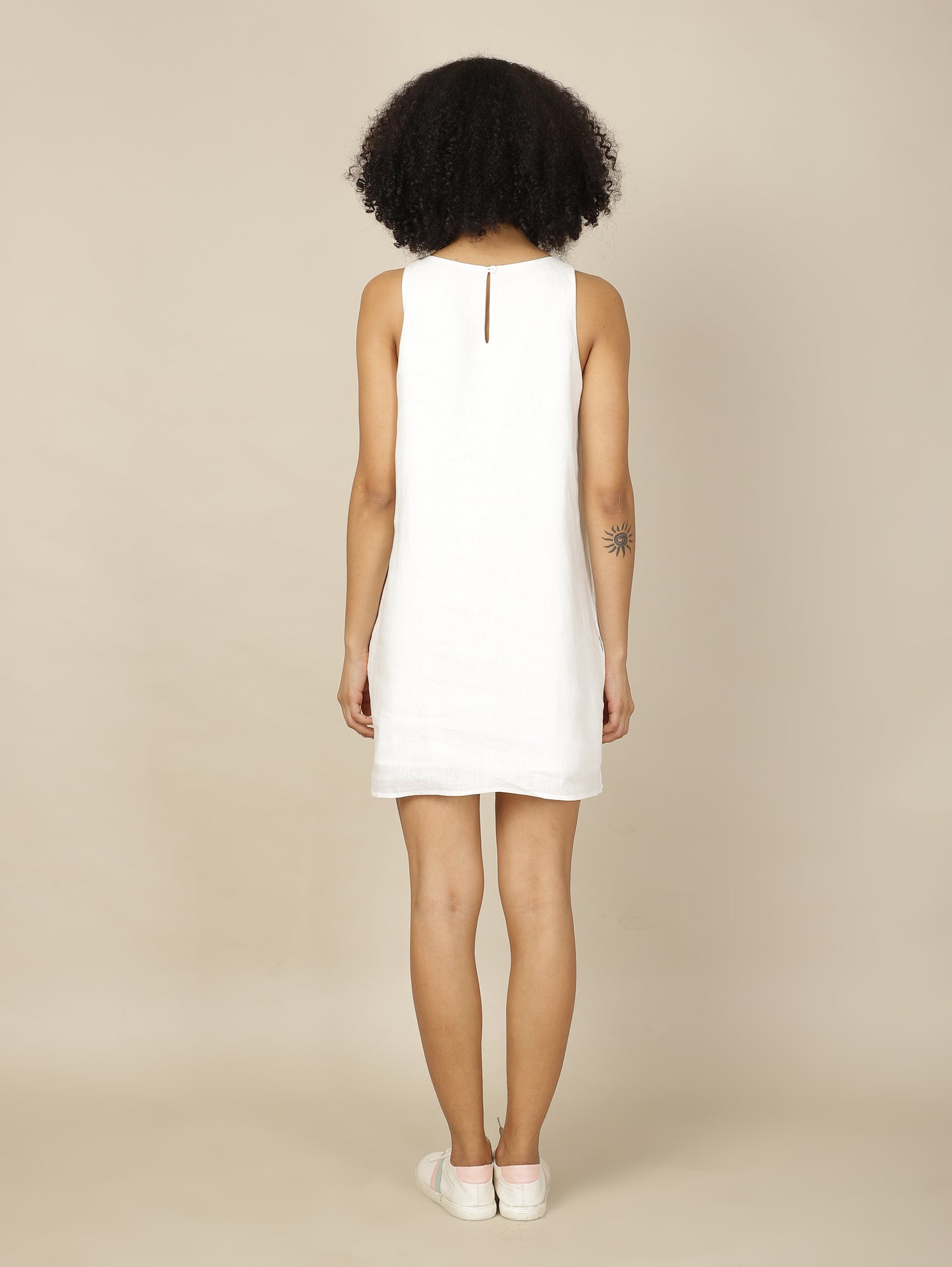 White wisteria linen dress